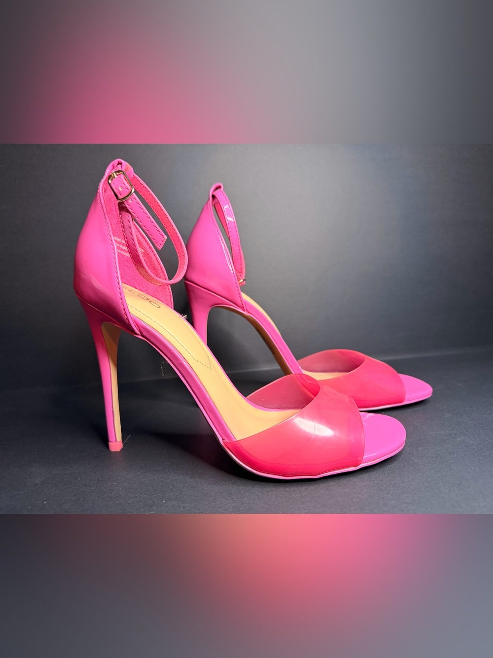 ALDO Hot Pink Patent Ankle Strap Stiletto Heels Size 8